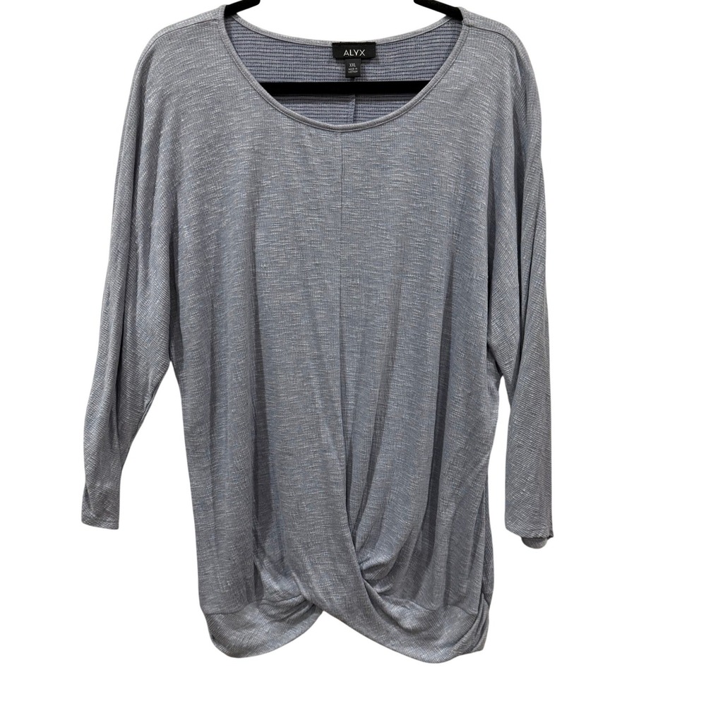 ALYX Women's Plus Size 2X‎ Blue Heathered Dolman Sleeve Lightweight Knit Top